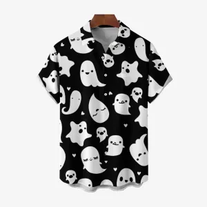 Halloween Ghost Casual Large Size Short Sleeve Shirt 2407004240