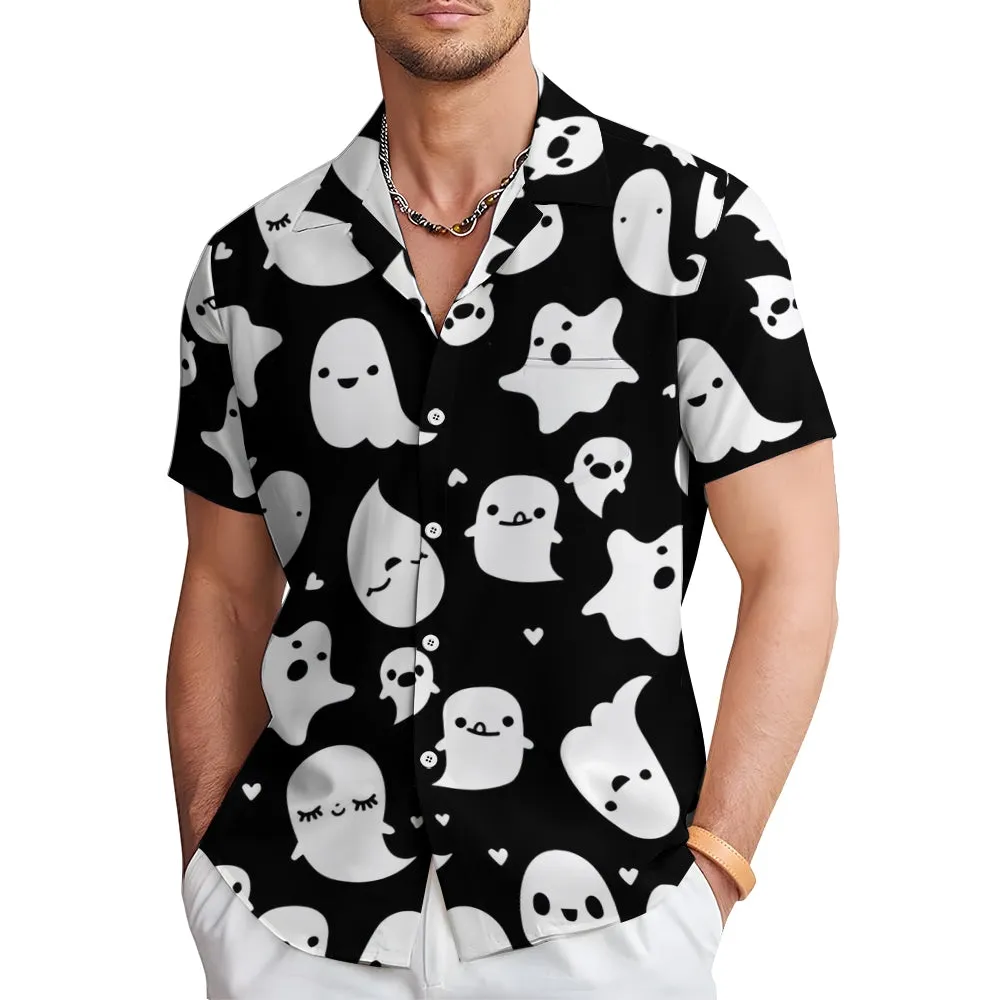 Halloween Ghost Casual Large Size Short Sleeve Shirt 2407004240