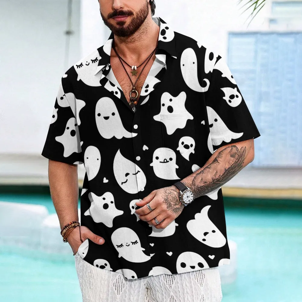 Halloween Ghost Casual Large Size Short Sleeve Shirt 2407004240