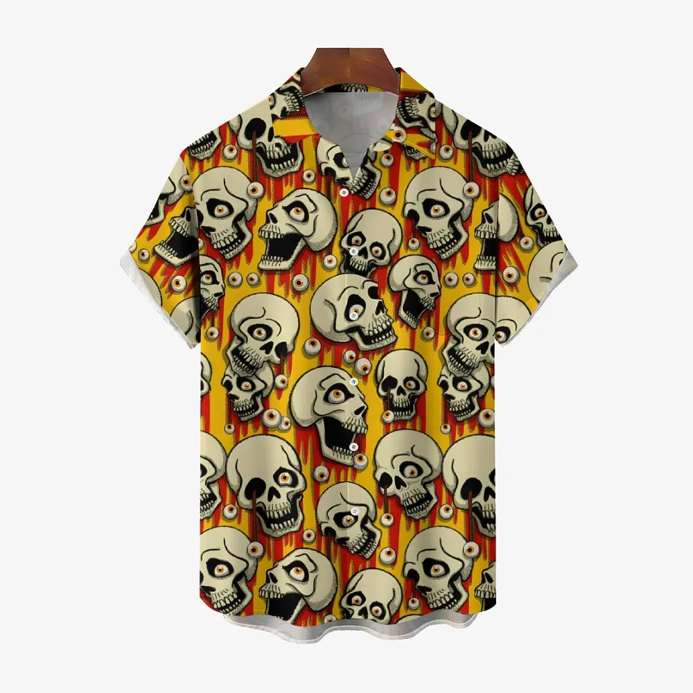 Halloween Skull Horror Men's Casual Short Sleeve Shirt 2407004570