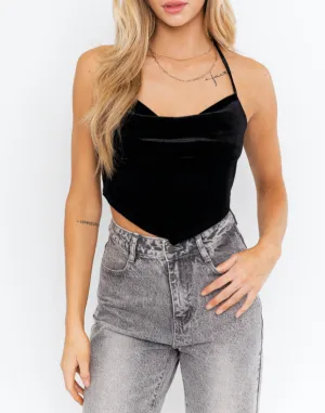 Halter Cowl Handkerchief Crop Top