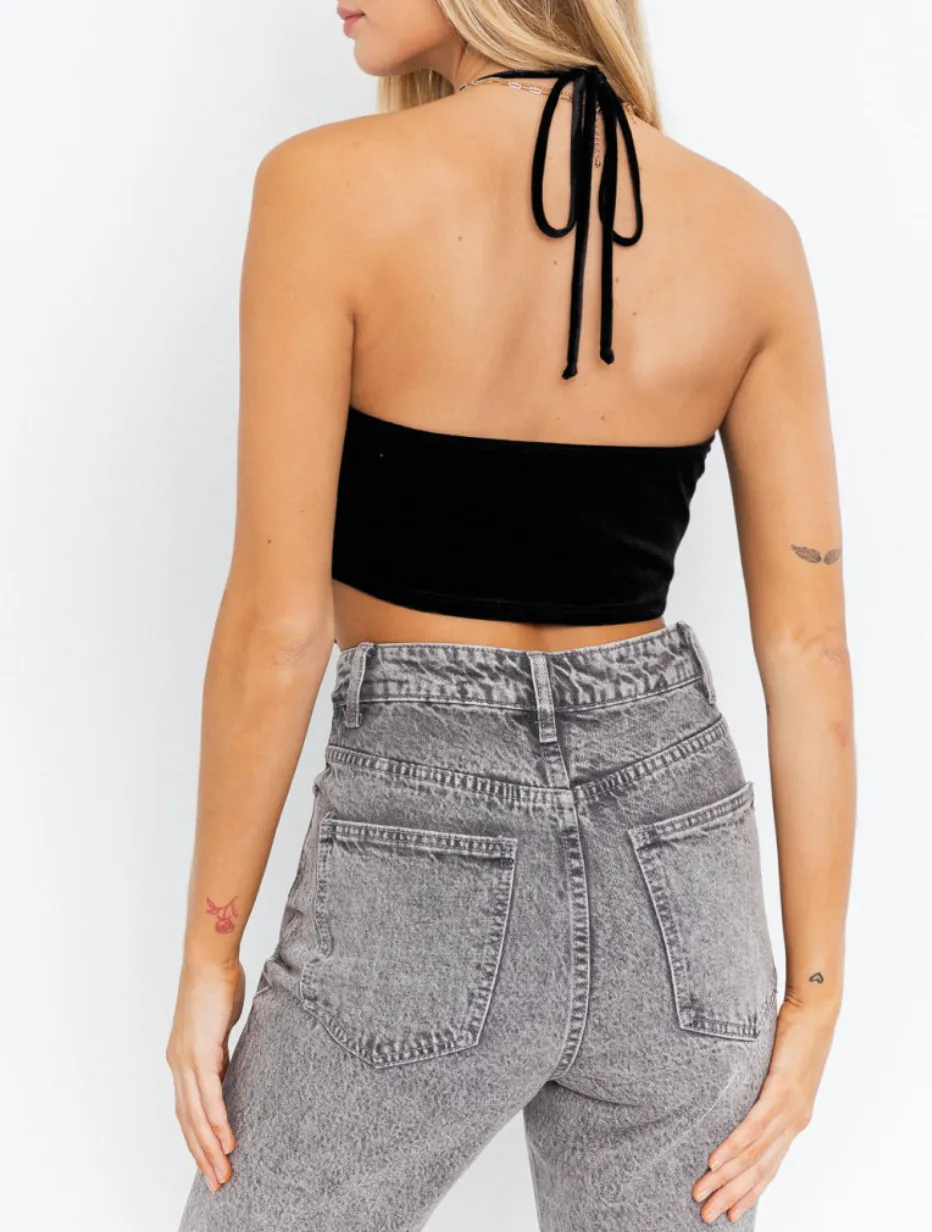 Halter Cowl Handkerchief Crop Top