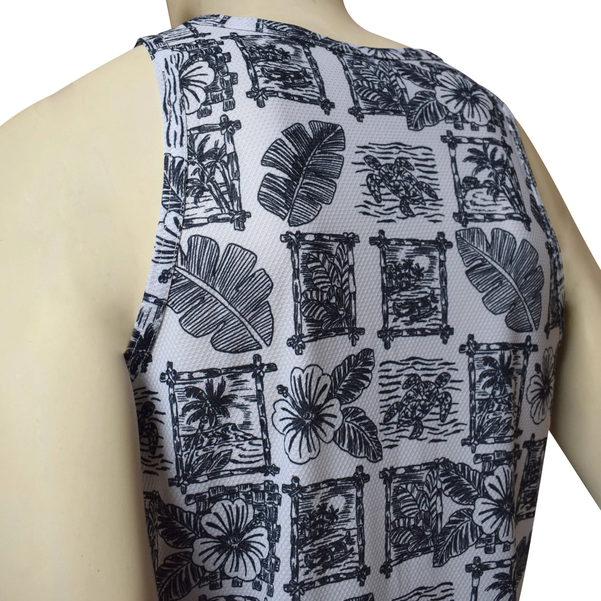 Hawaii Motif 2 Men's Printed Tank Top - Hawaiian All Over Pattern Lightweight Fast-Drying Casual Men Unisex Texture Tank Top