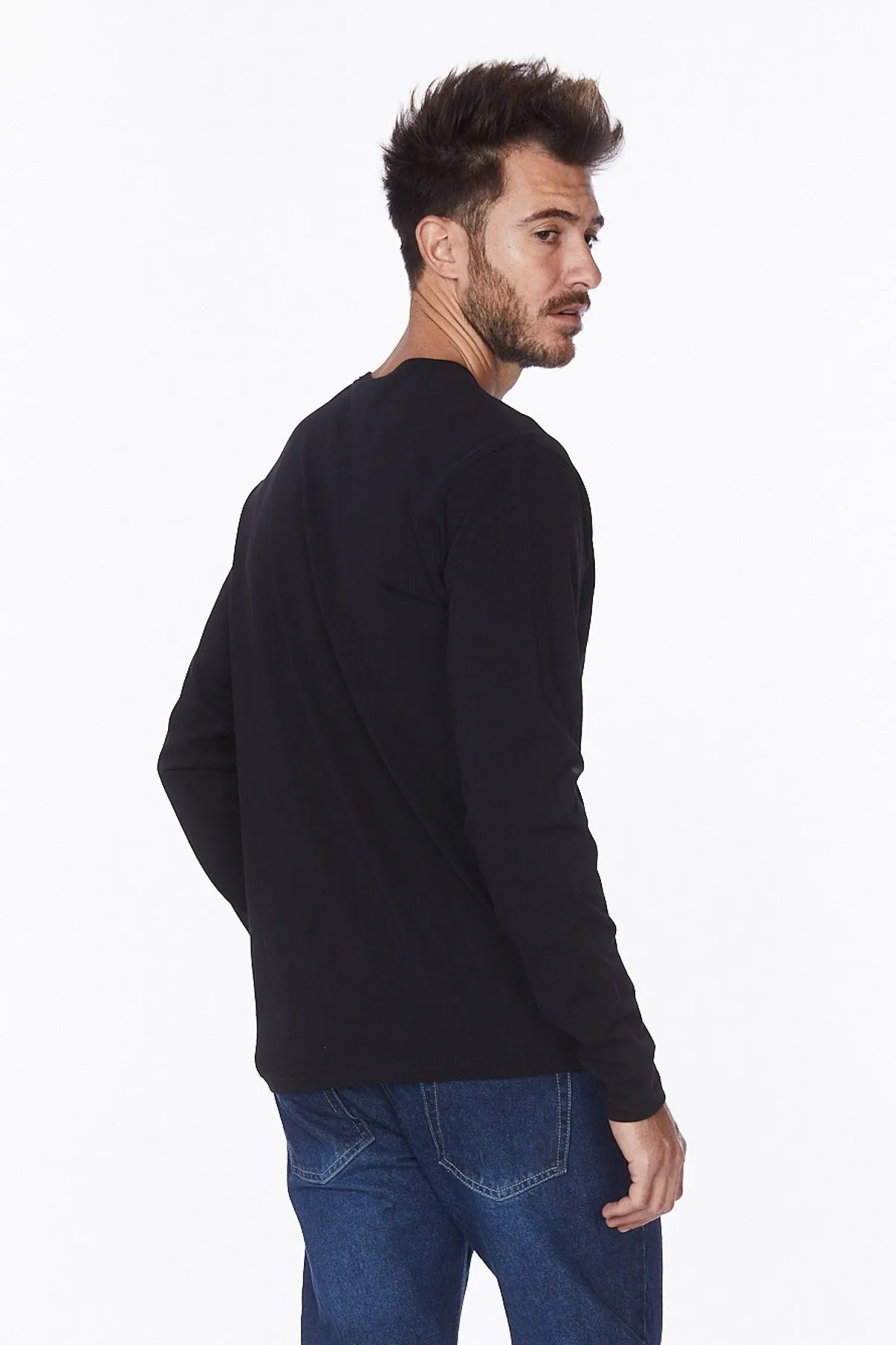 Henley Long Sleeve Cotton T-Shirt