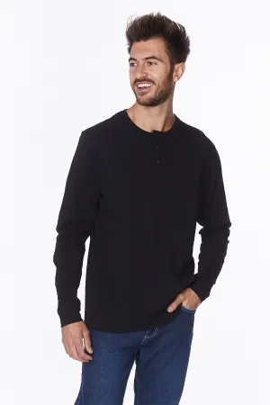 Henley Long Sleeve Cotton T-Shirt