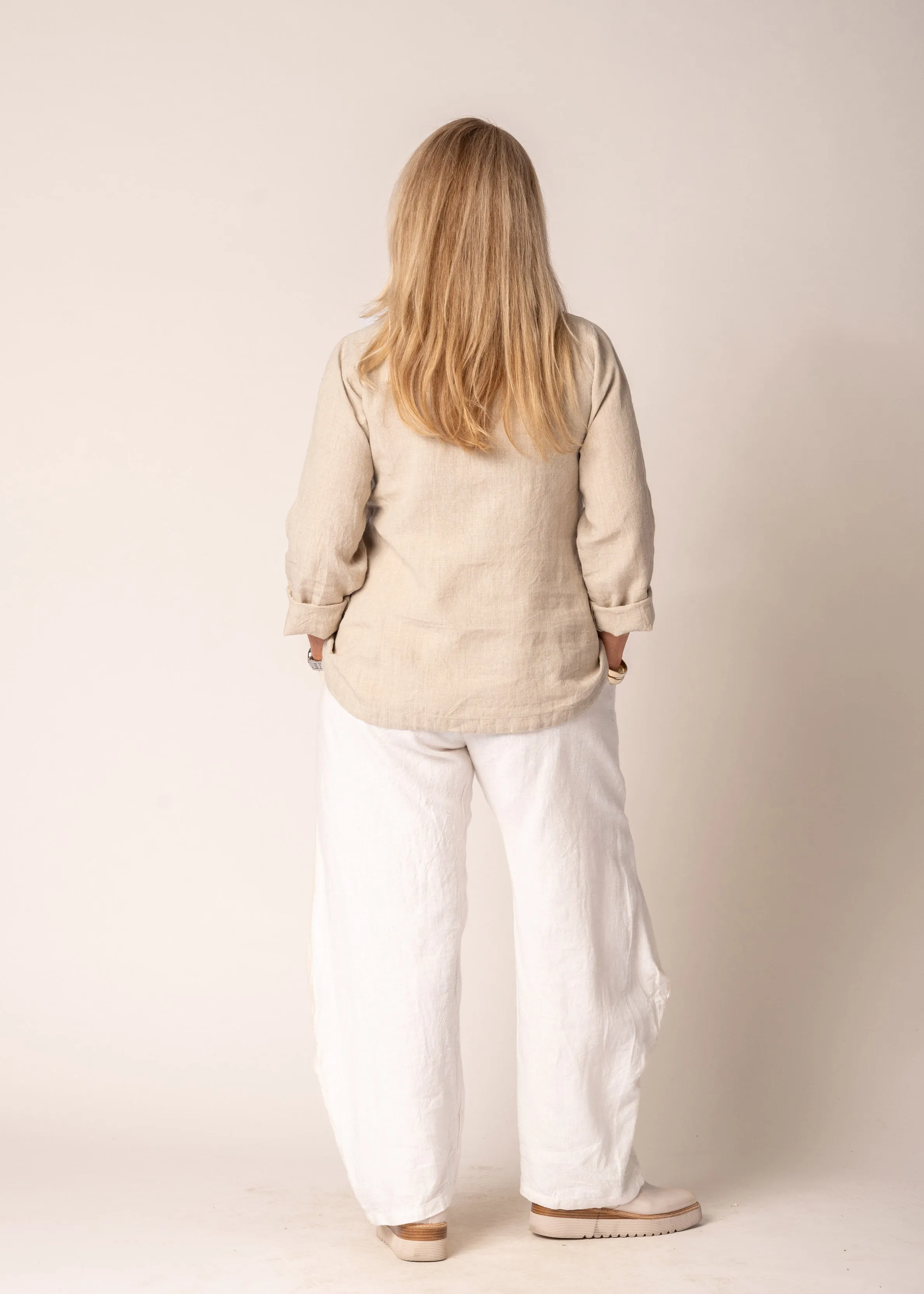 Iliana Linen Top in Latte