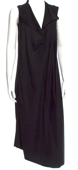 IVAN GRUNDAHL Copenhagen.Black Cotton/Spandex Cowl Neck Midi Length Dress