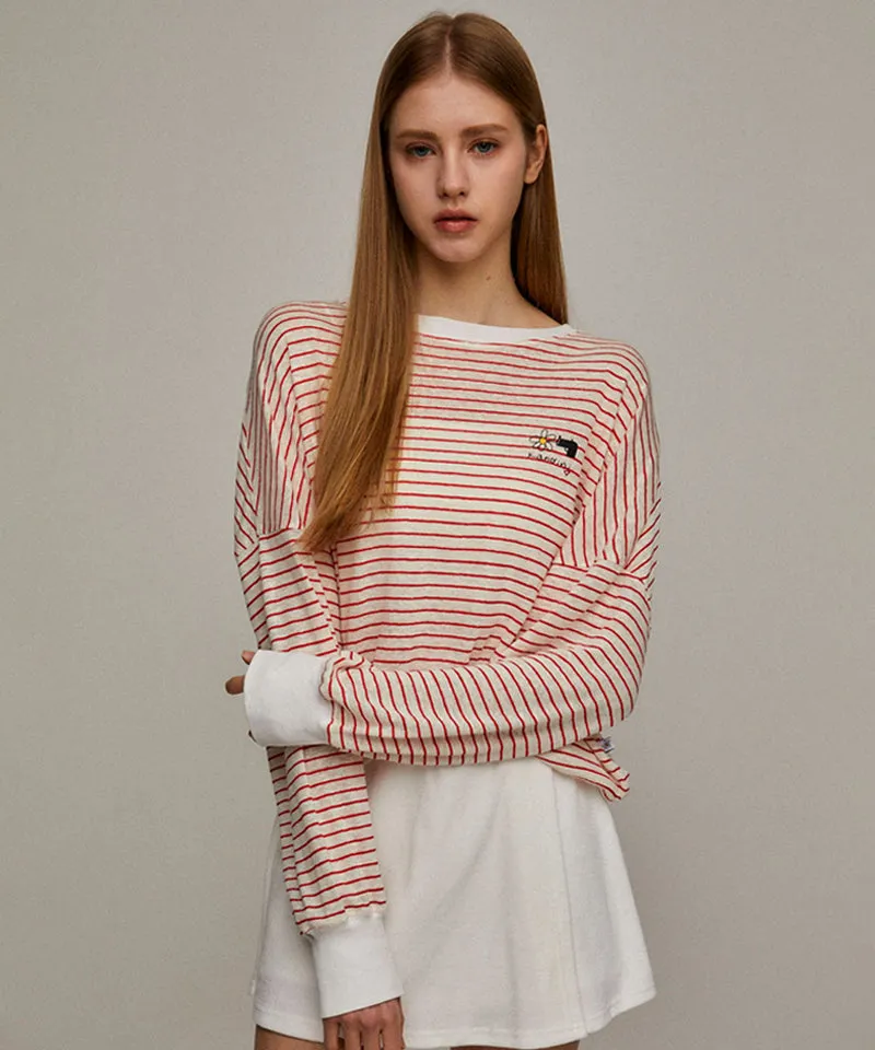 KANDINI Stripe Linen T-Shirt - Red
