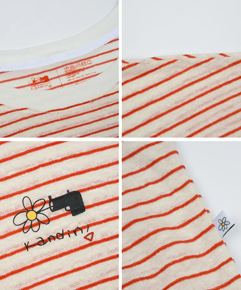 KANDINI Stripe Linen T-Shirt - Red