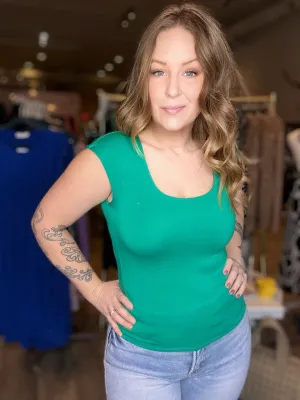 Kelly Green Cap Sleeve Top