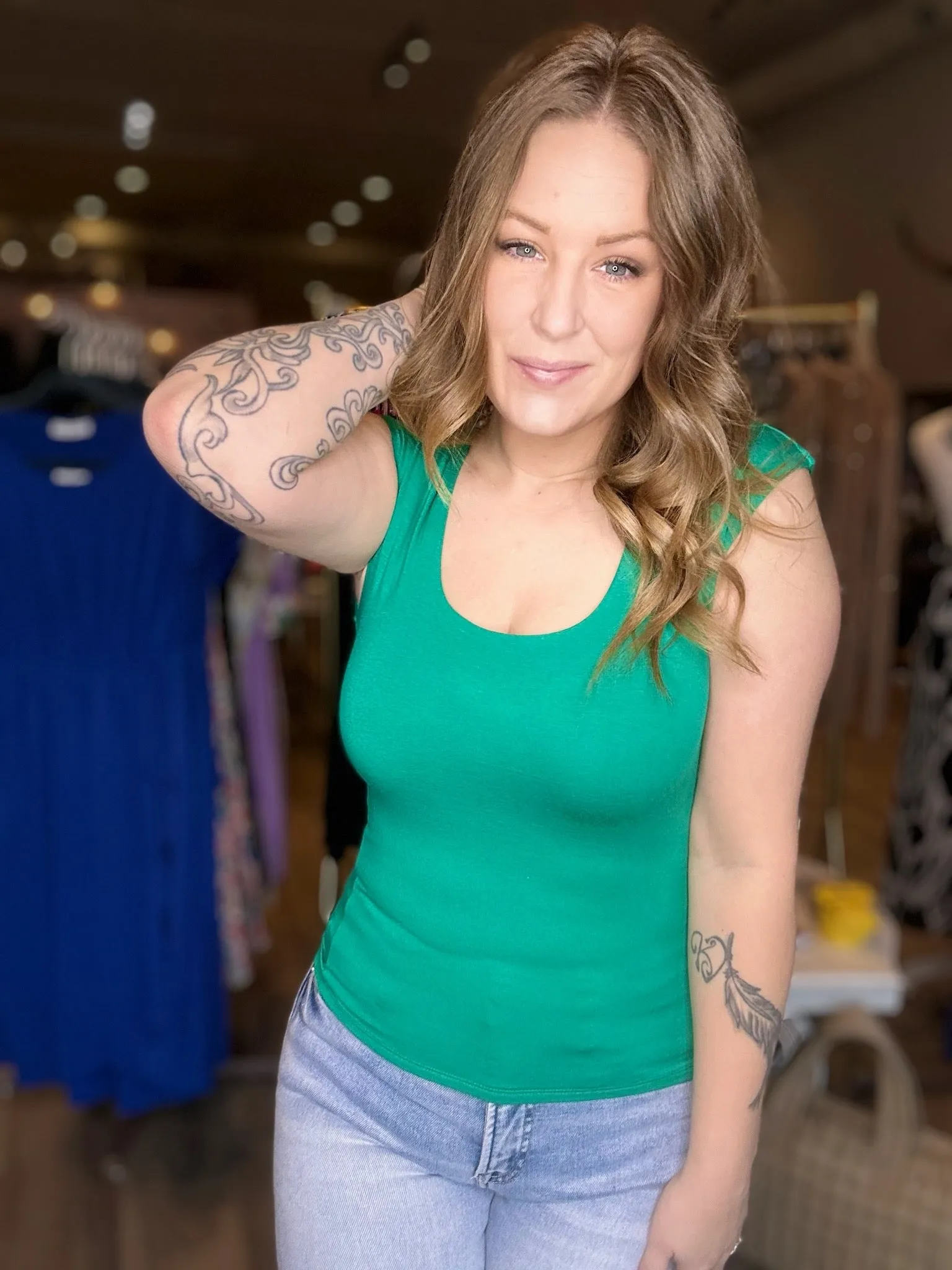 Kelly Green Cap Sleeve Top