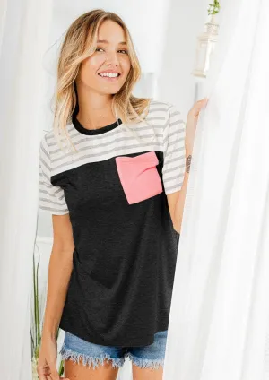Kelsey Striped   Solid Top | Black