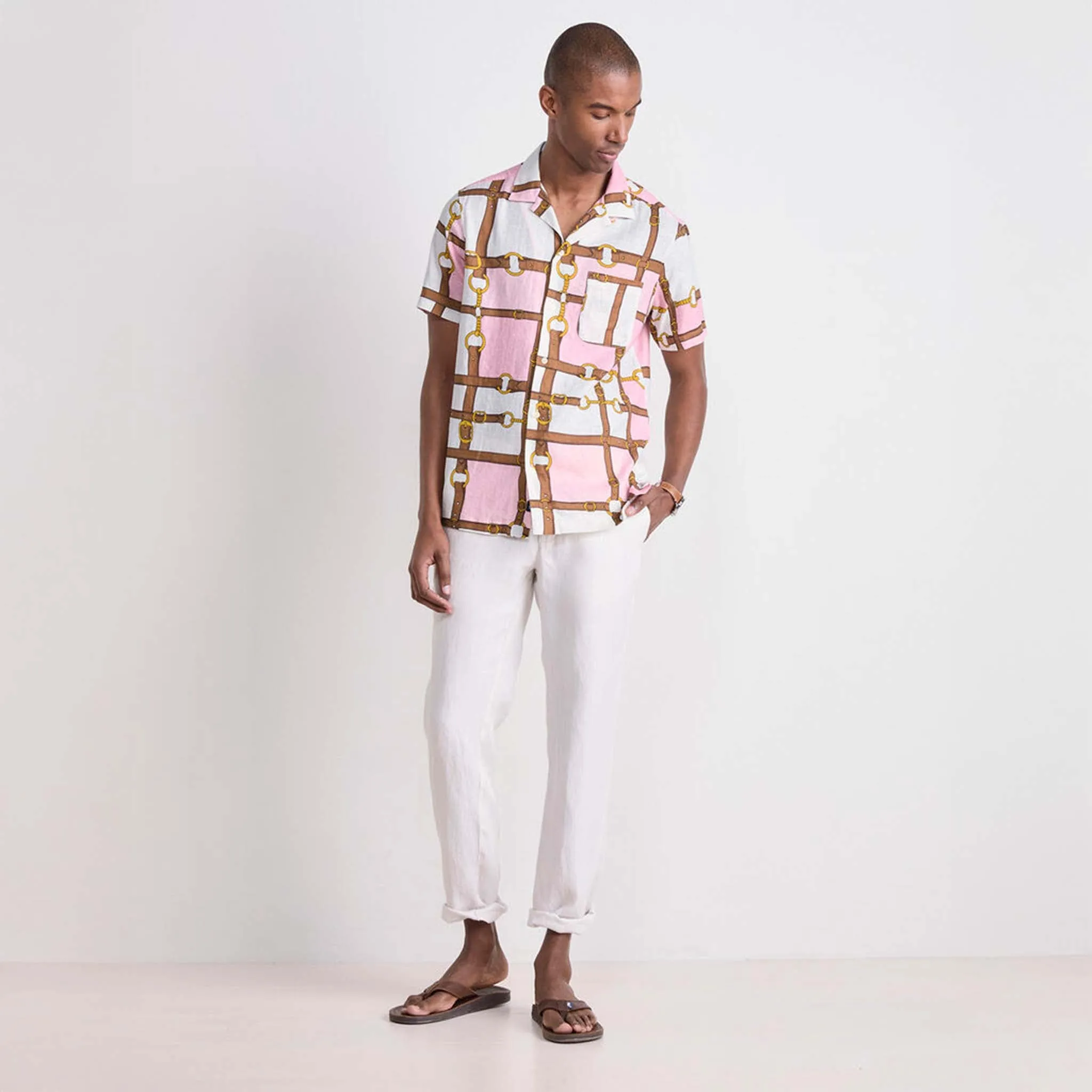 Kentucky Derby Bridle Plaid Short-Sleeve Cabana Shirt