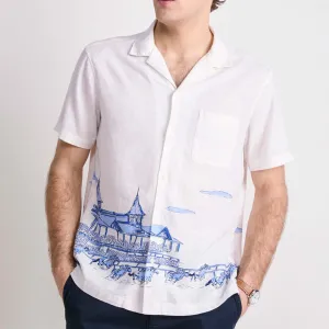 Kentucky Derby Scenic Print Short-Sleeve Cabana Shirt