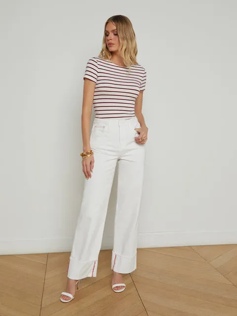 L'AGENCE RESSI CREW NECK STRIPED TOP