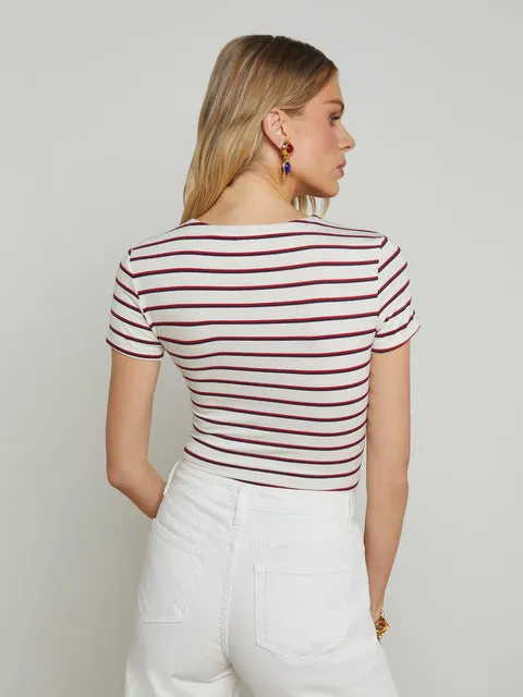L'AGENCE RESSI CREW NECK STRIPED TOP