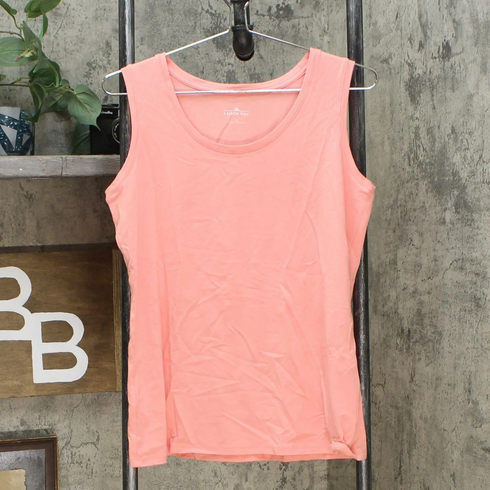 Lemon Way 2 Pack Women's Cotton Blend Tank Top Set Coral White Medium