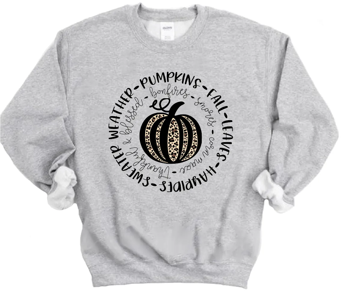 Leopard Print Pumpkin Circle Unisex Long Sleeve Sweatshirt