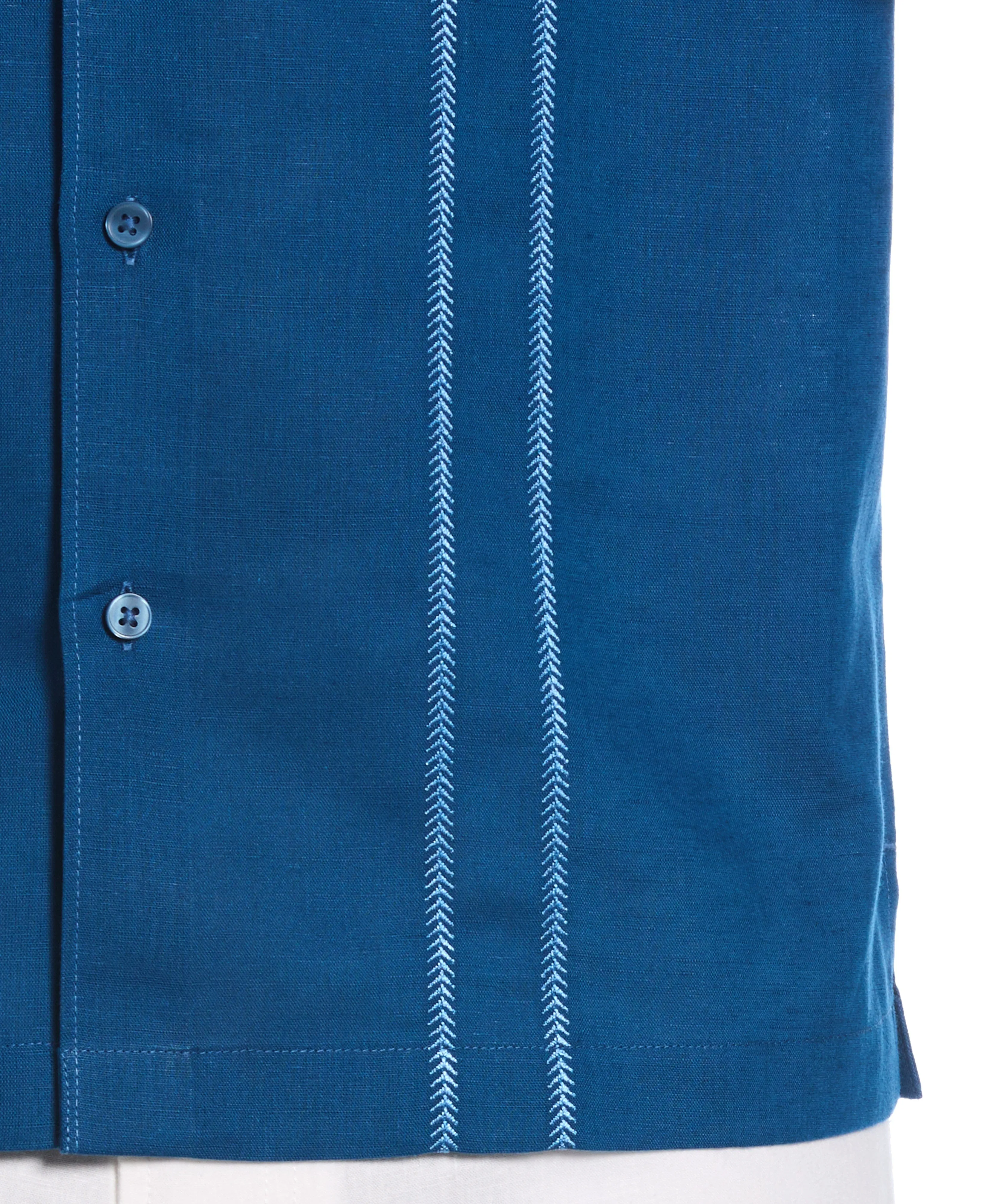 Linen Blend Embroidered Panel Shirt