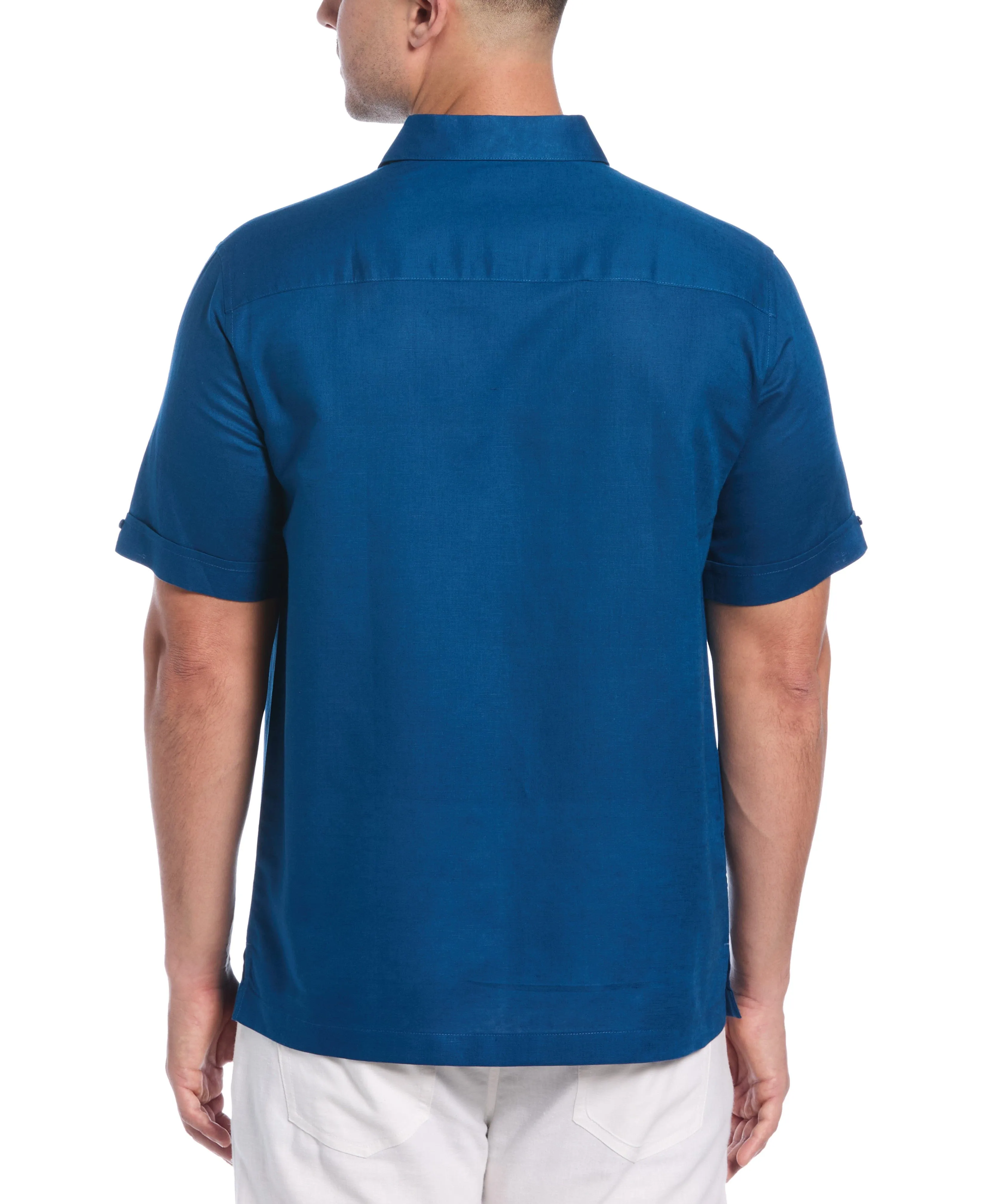 Linen Blend Embroidered Panel Shirt