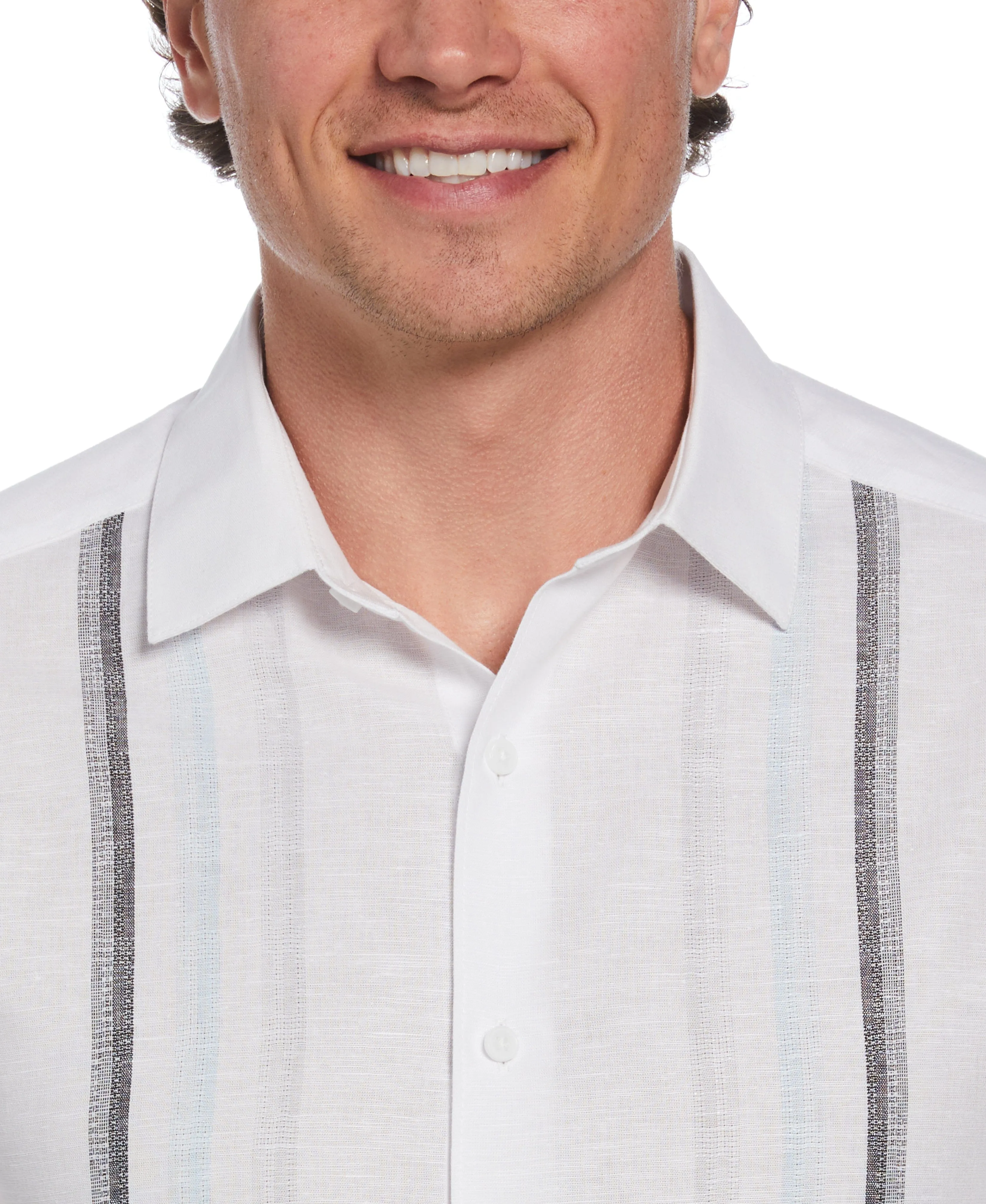 Linen Blend Gradient Panel Shirt