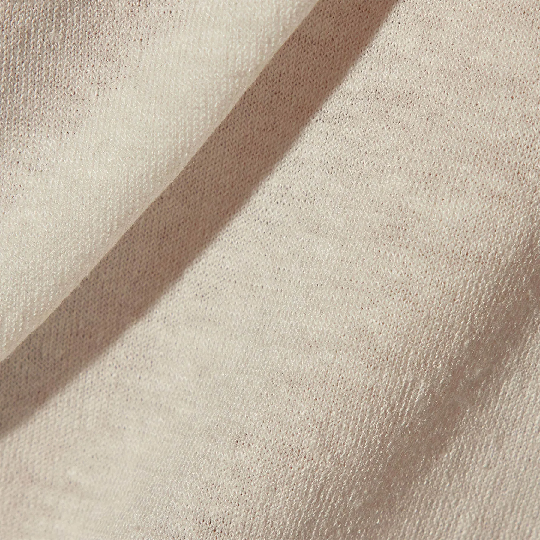 Linen Blend Long Sleeve Contrast Crew - White/Silver Grey