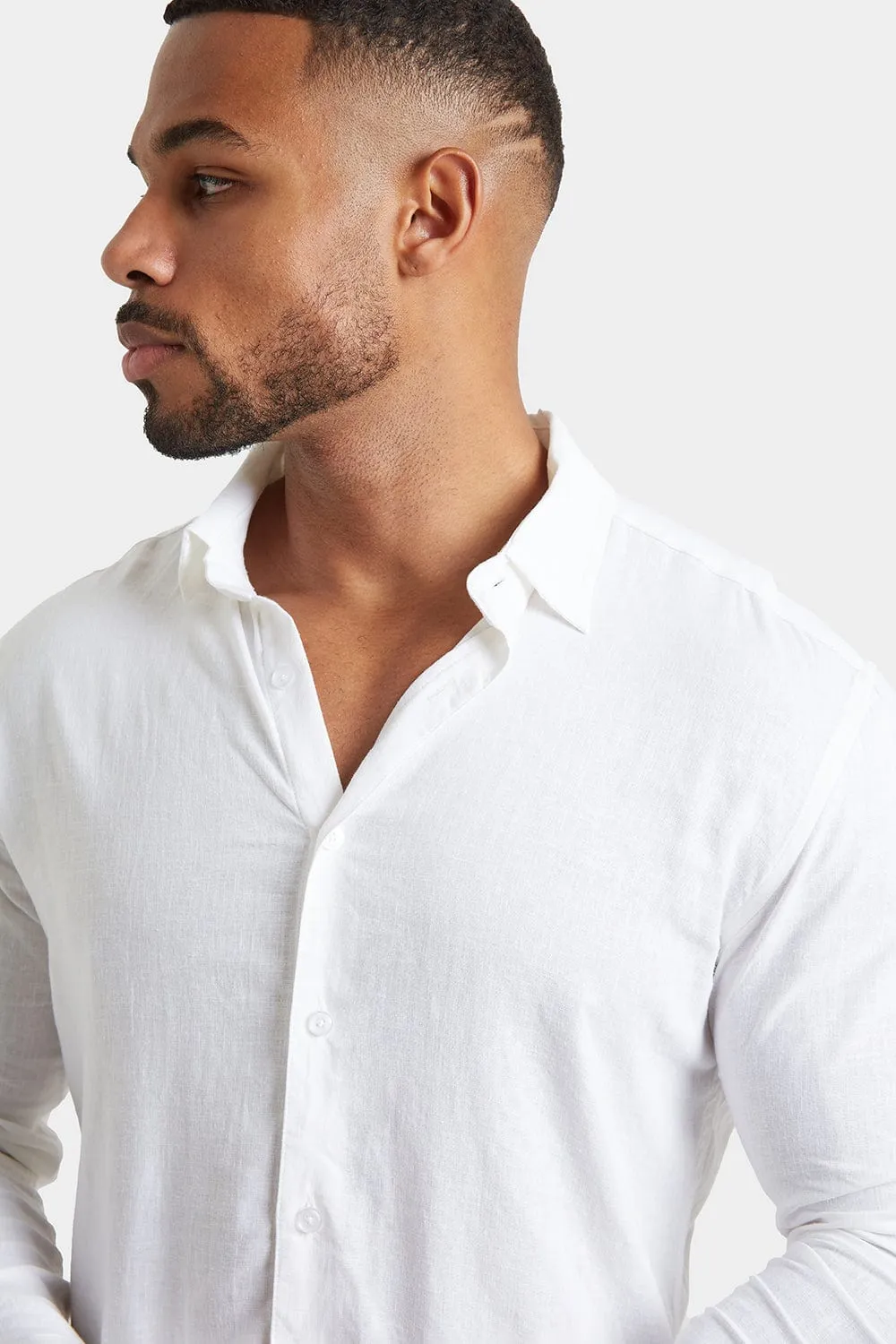Linen Blend Shirt in White