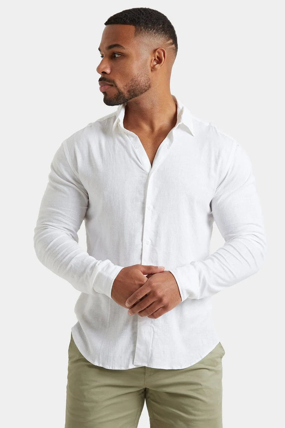 Linen Blend Shirt in White