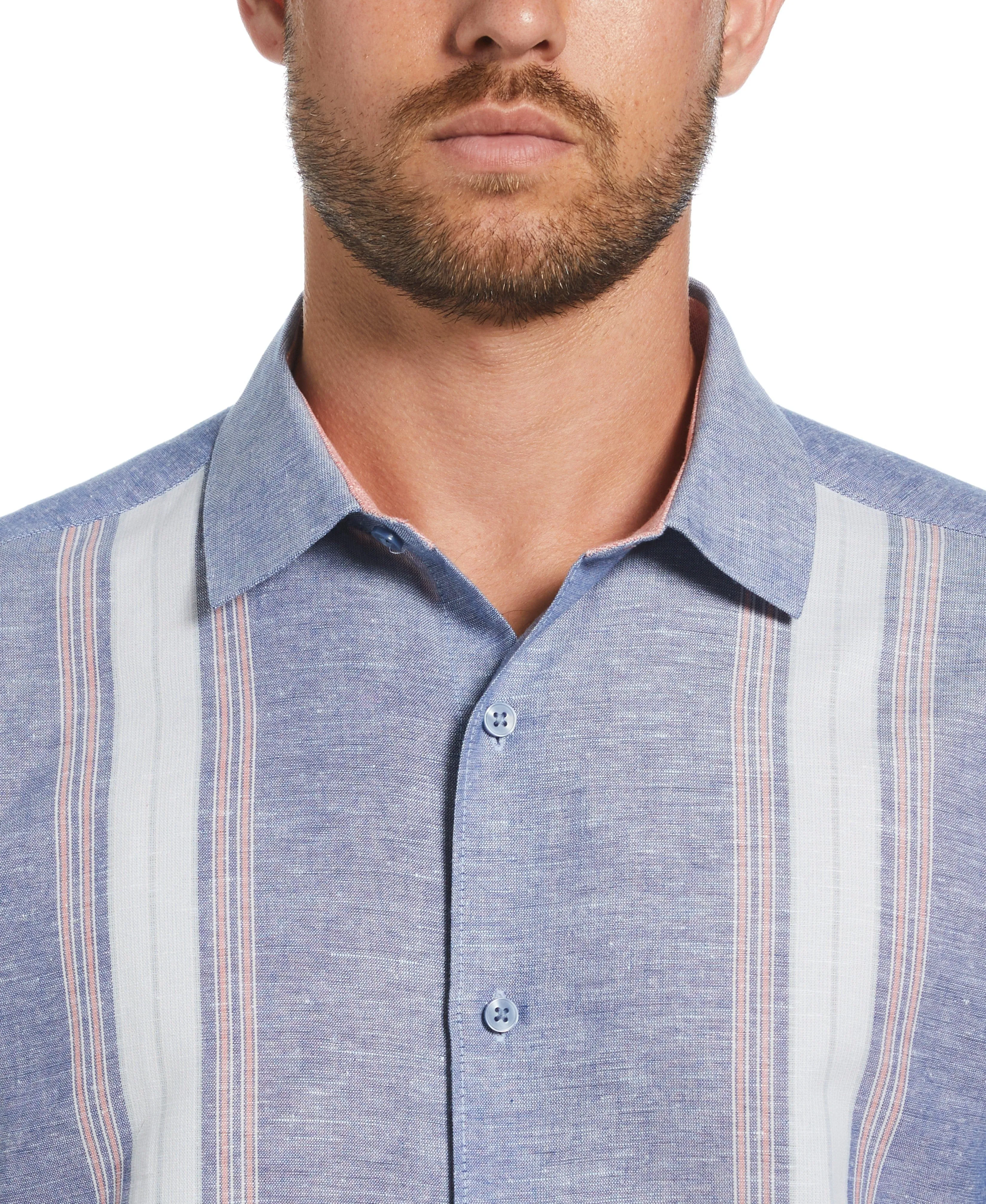 Linen Blend Textured Panel Shirt