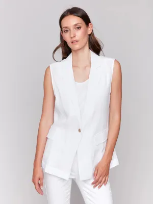 Linen Blend Vest - White