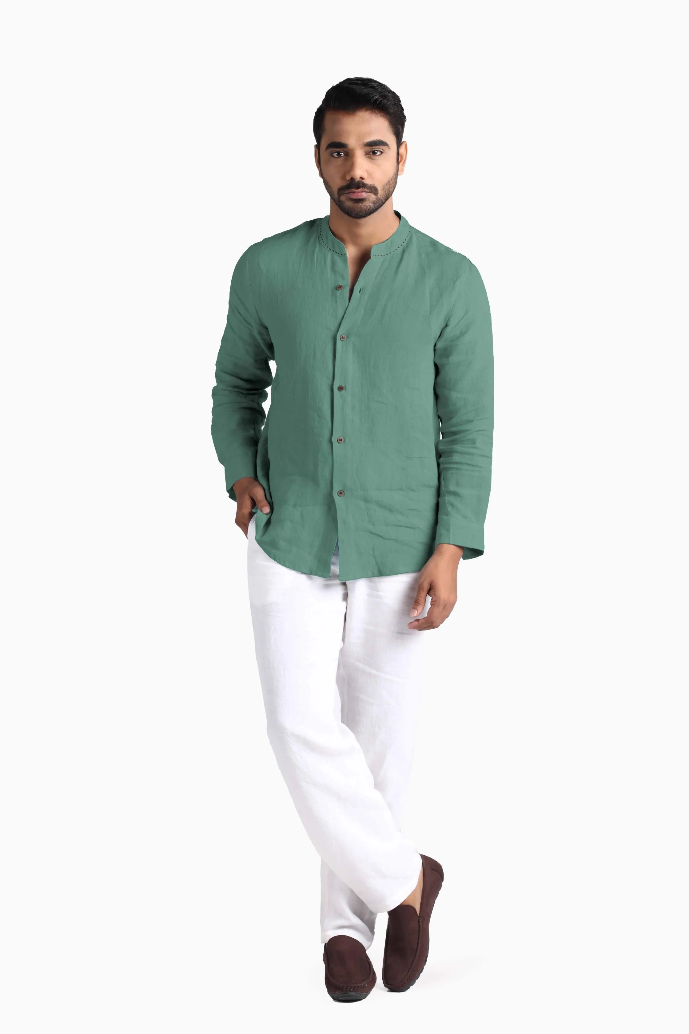 Linen Drake Shirt-Petal Pink
