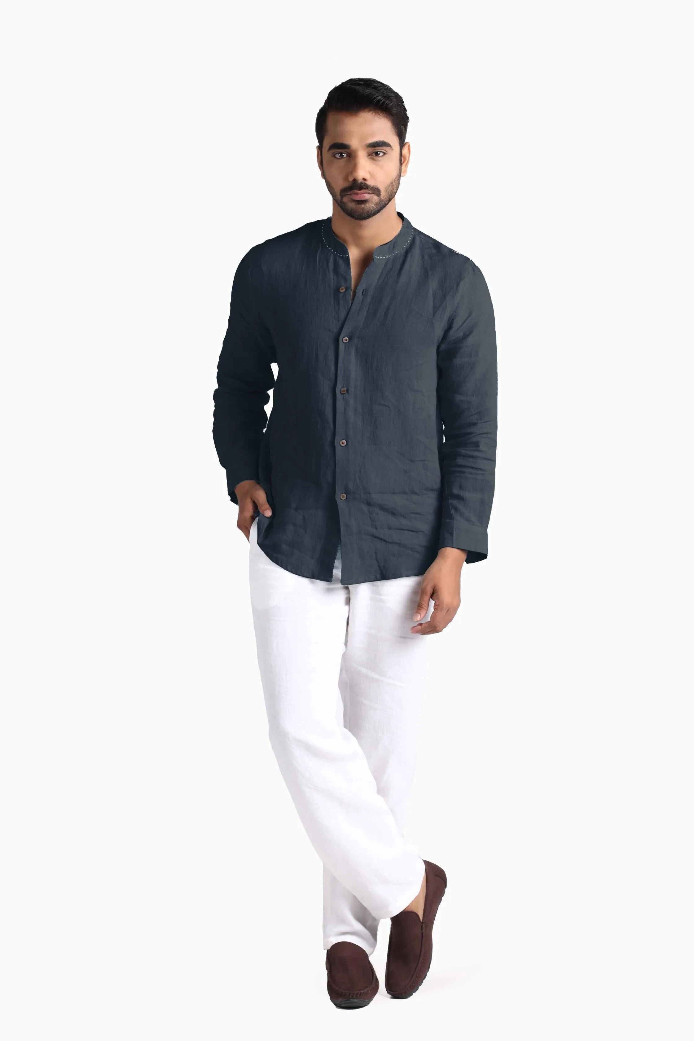 Linen Drake Shirt-Petal Pink