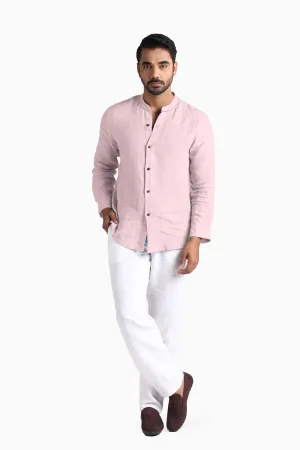 Linen Drake Shirt-Petal Pink