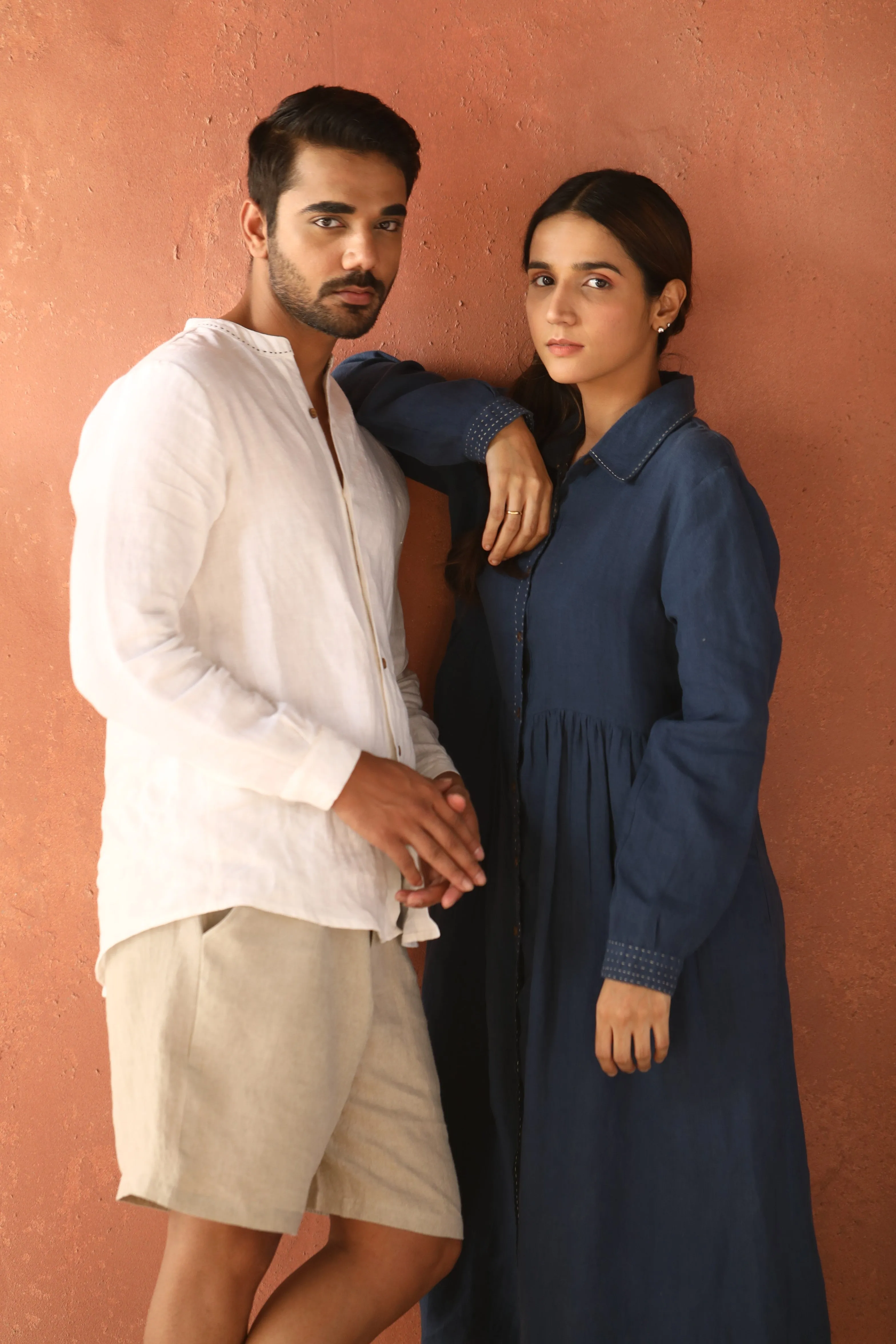 Linen Drake Shirt-Petal Pink