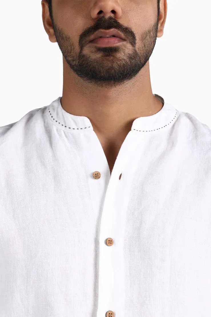 Linen Drake Shirt-Petal Pink