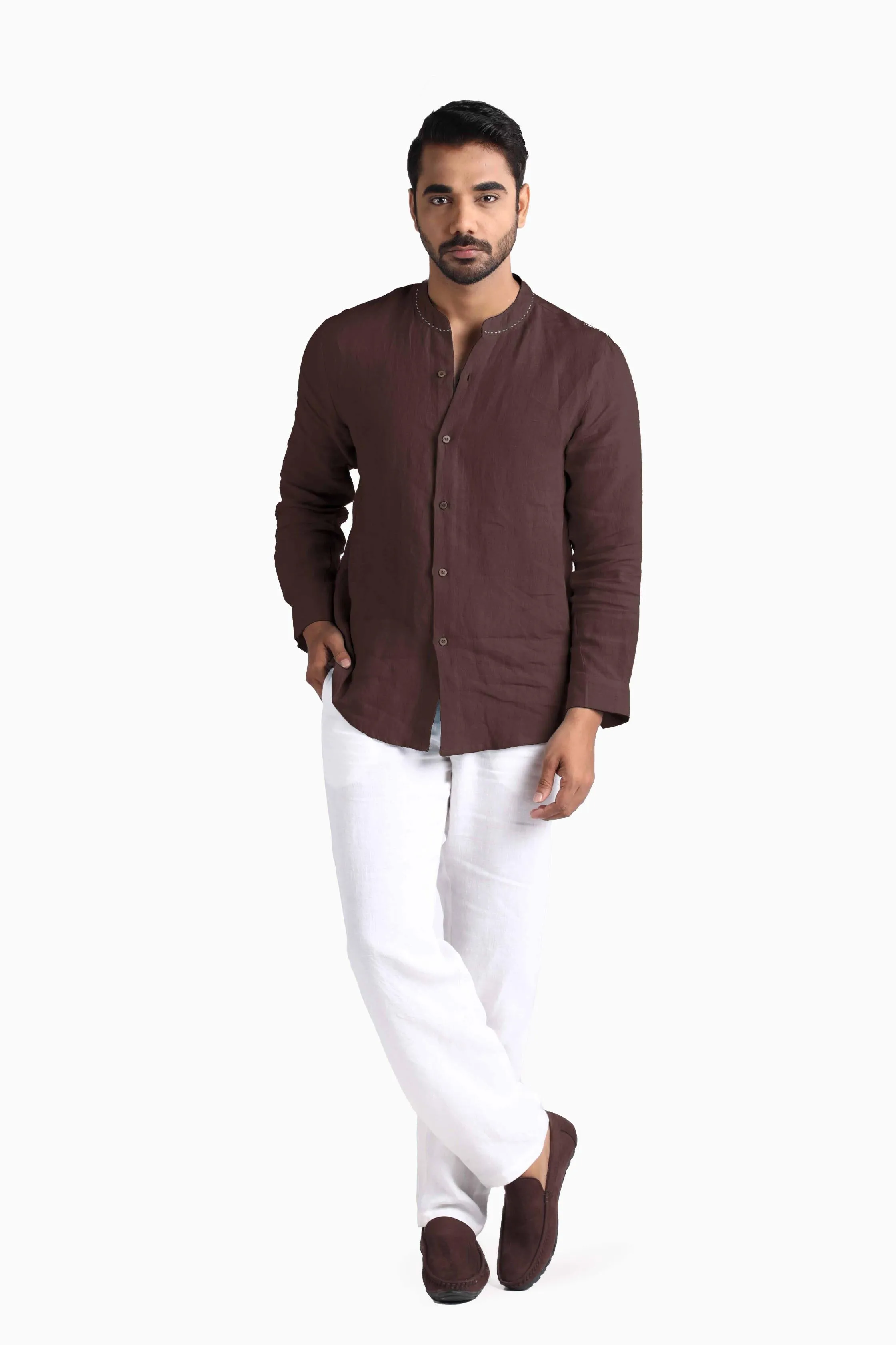Linen Drake Shirt-Petal Pink
