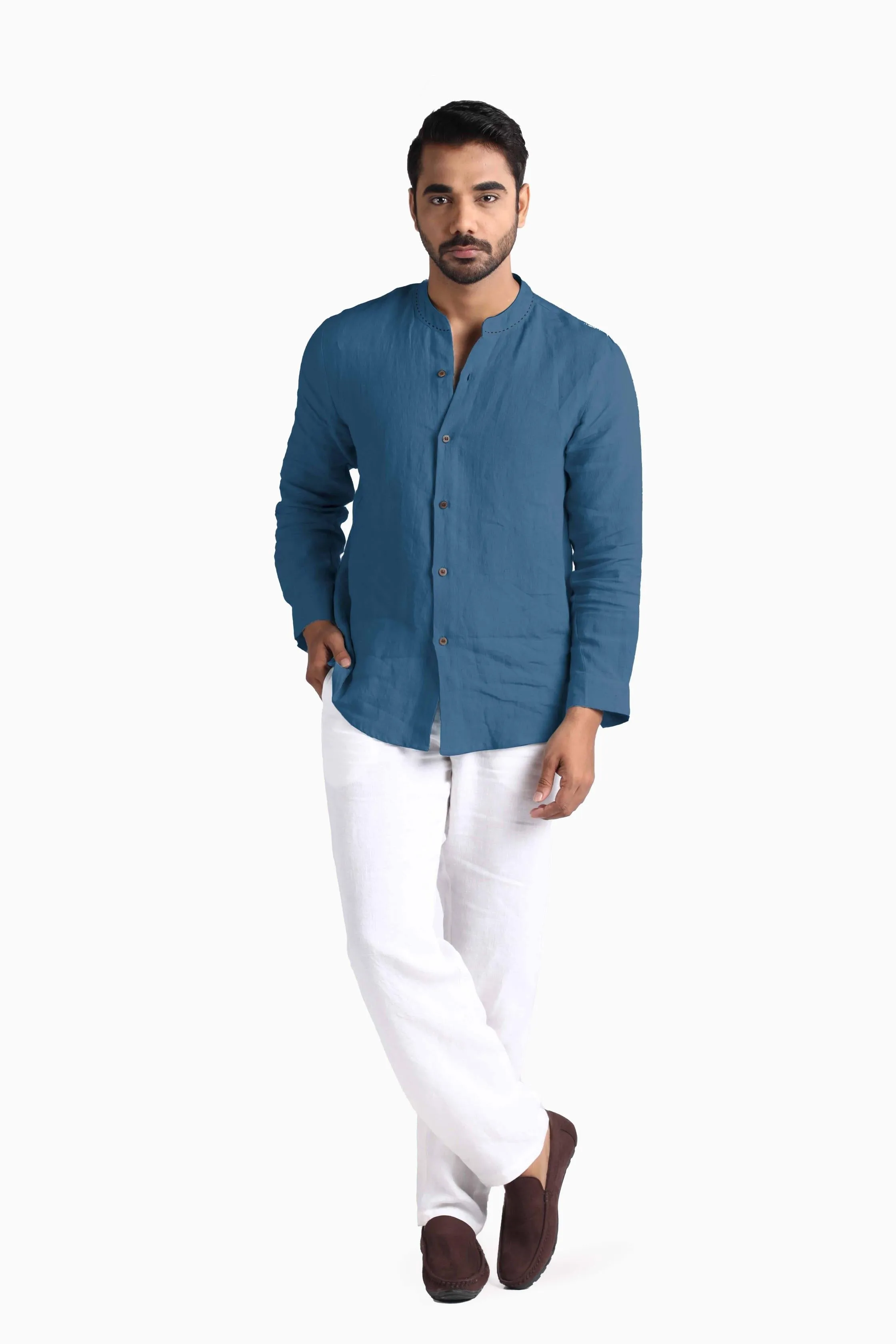 Linen Drake Shirt-Petal Pink