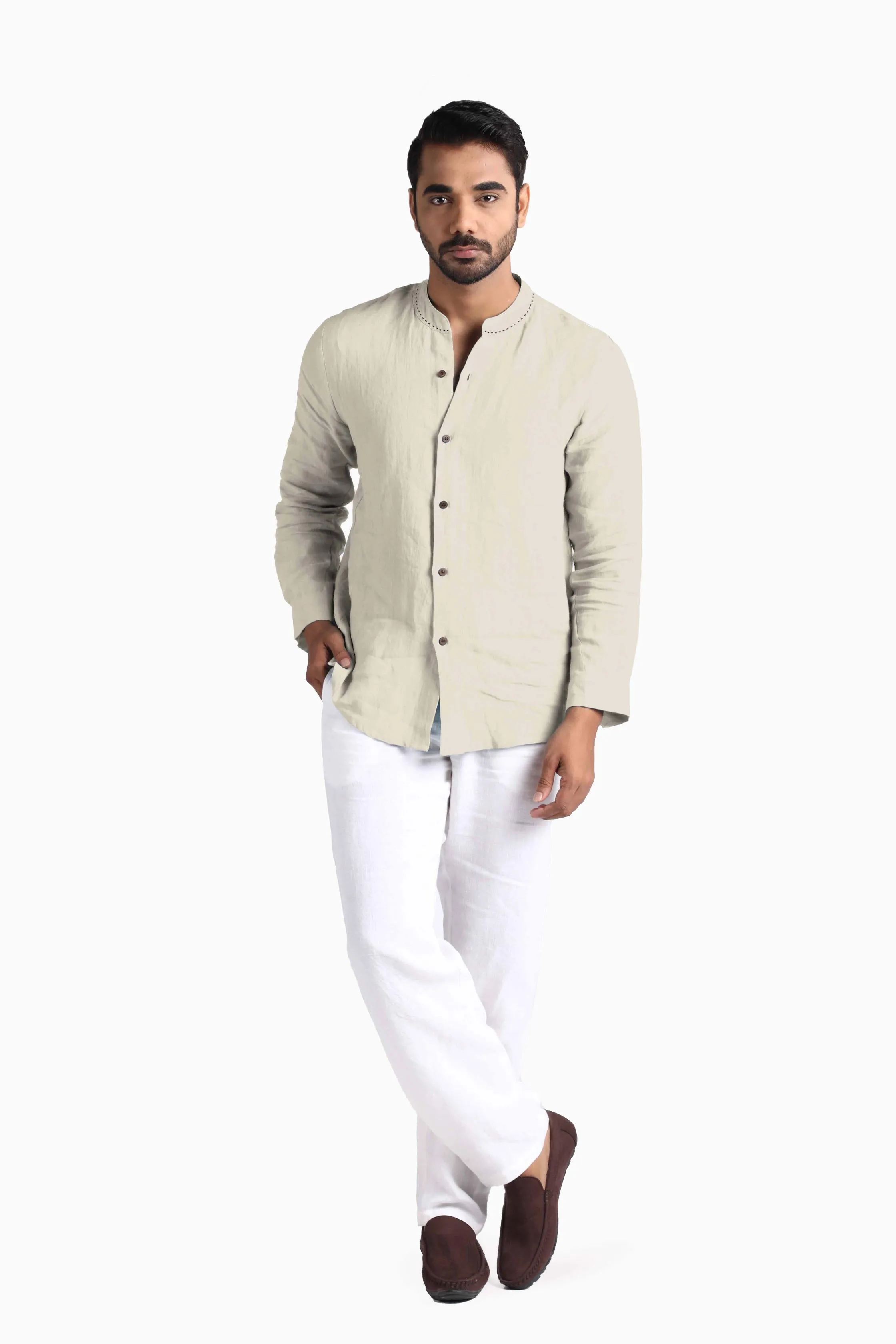 Linen Drake Shirt-Petal Pink
