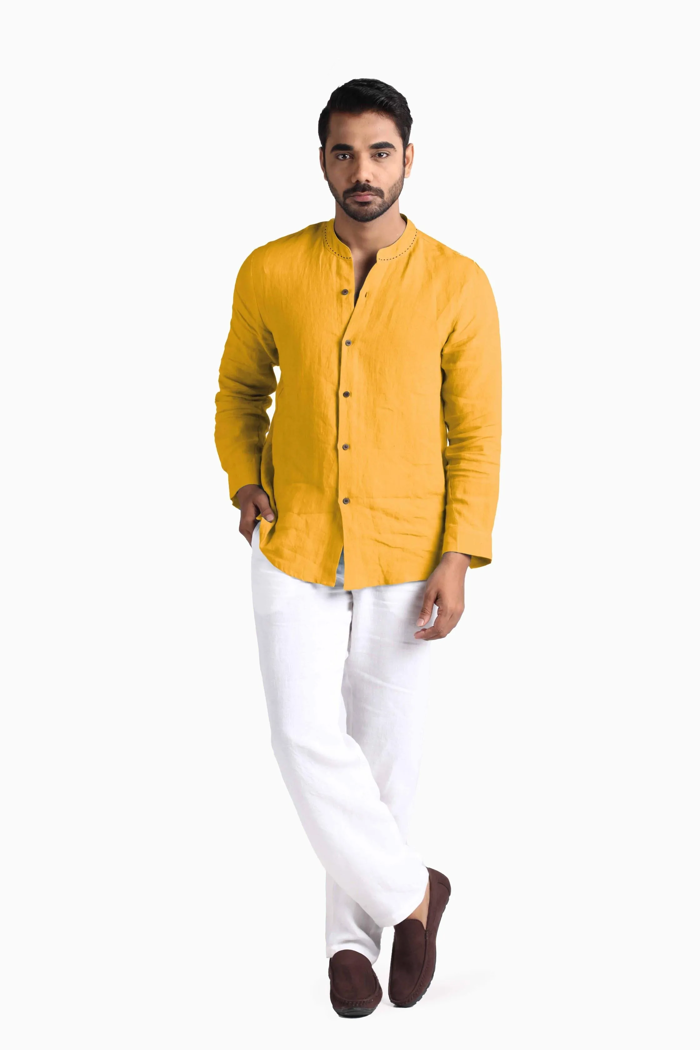 Linen Drake Shirt-Petal Pink