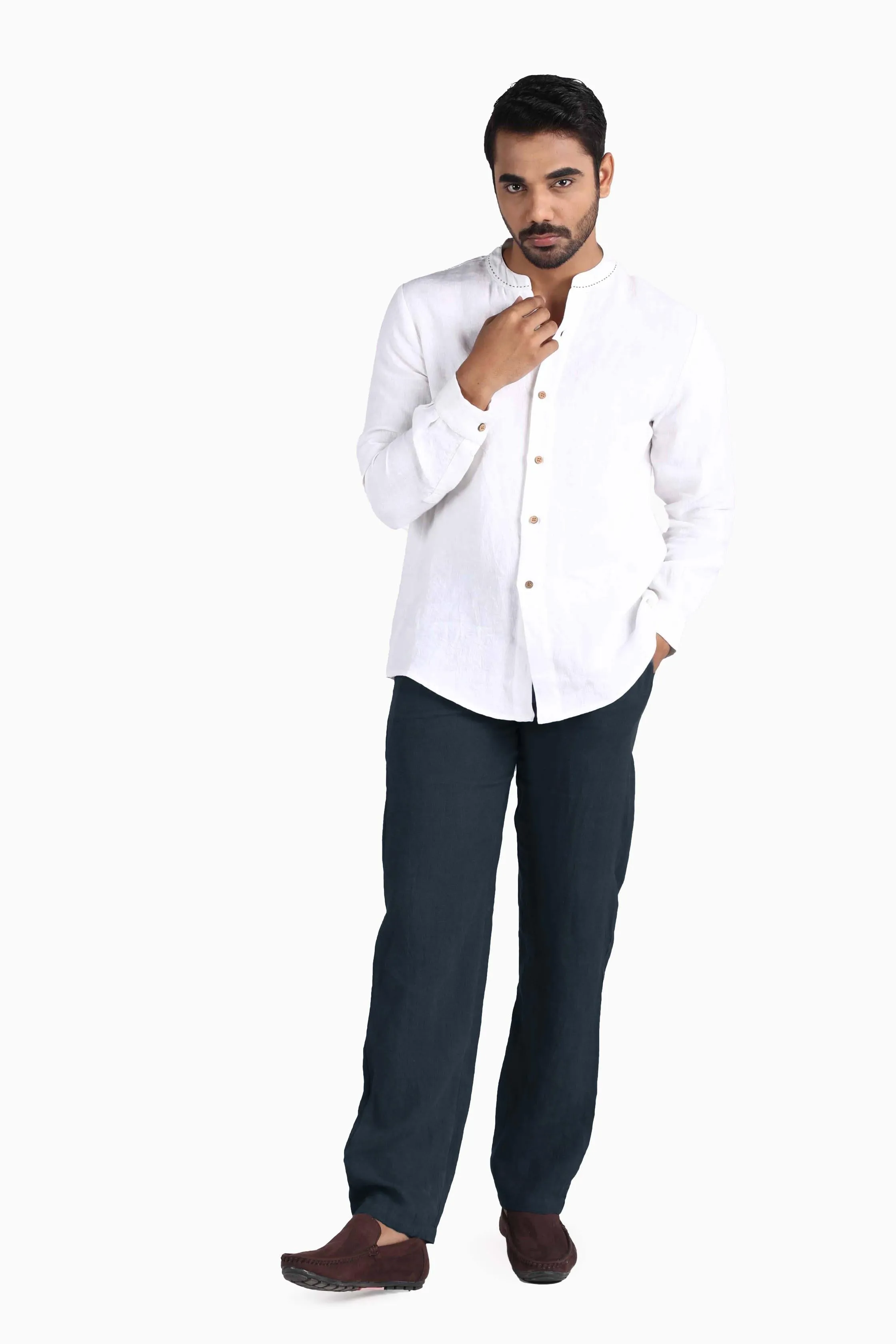 Linen Drake Shirt-Petal Pink