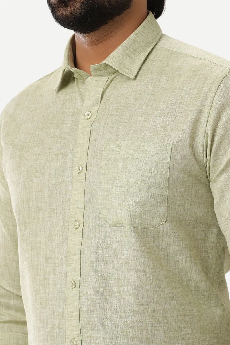 Linen Feel - Green Formal Shirts For Men | Ariser
