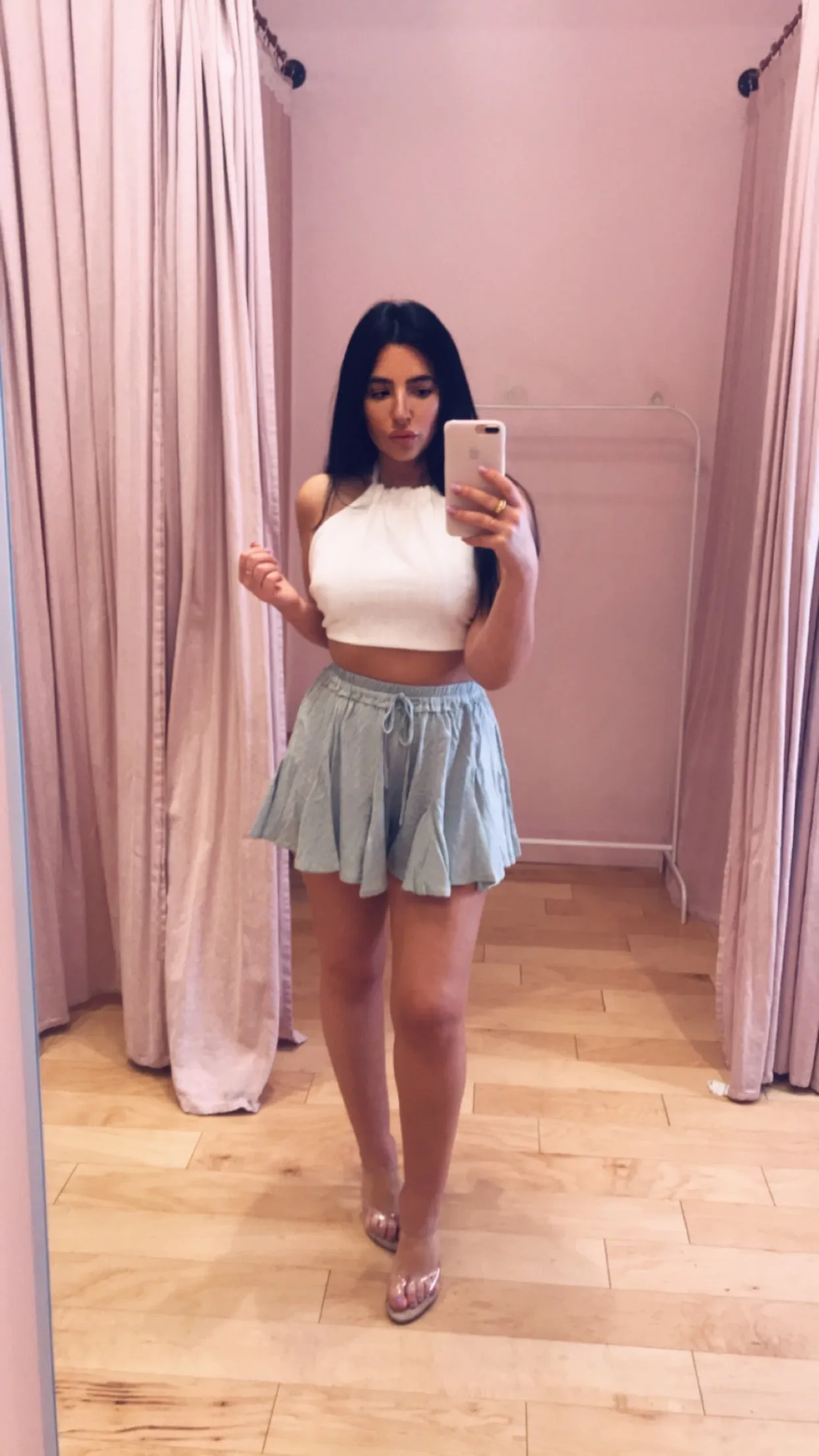 Linen Halter Tie Back Crop Top