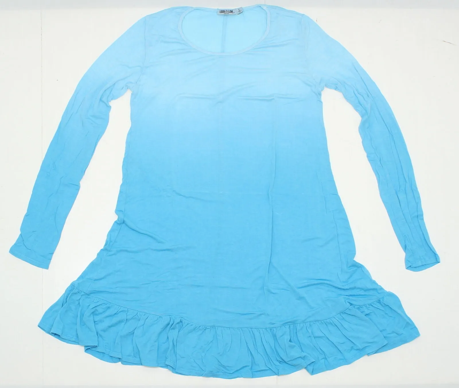 Lock & Love Women's Stretch Long Sleeve Tunic Short Dress Blue Large