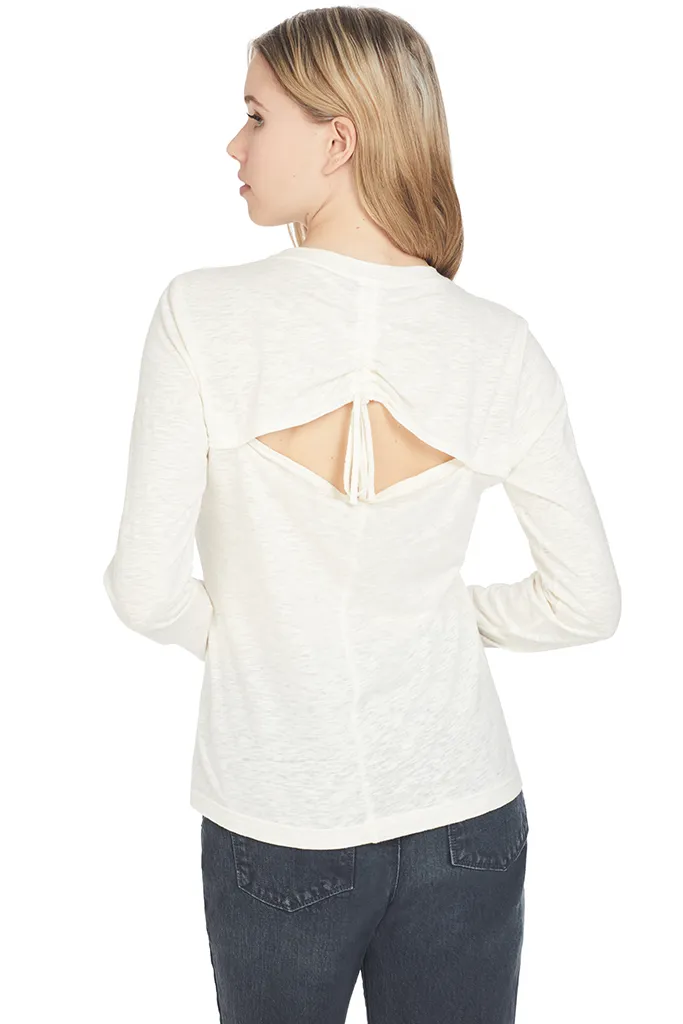 Long Sleeve Tee W/ Drawstring Back Detail
