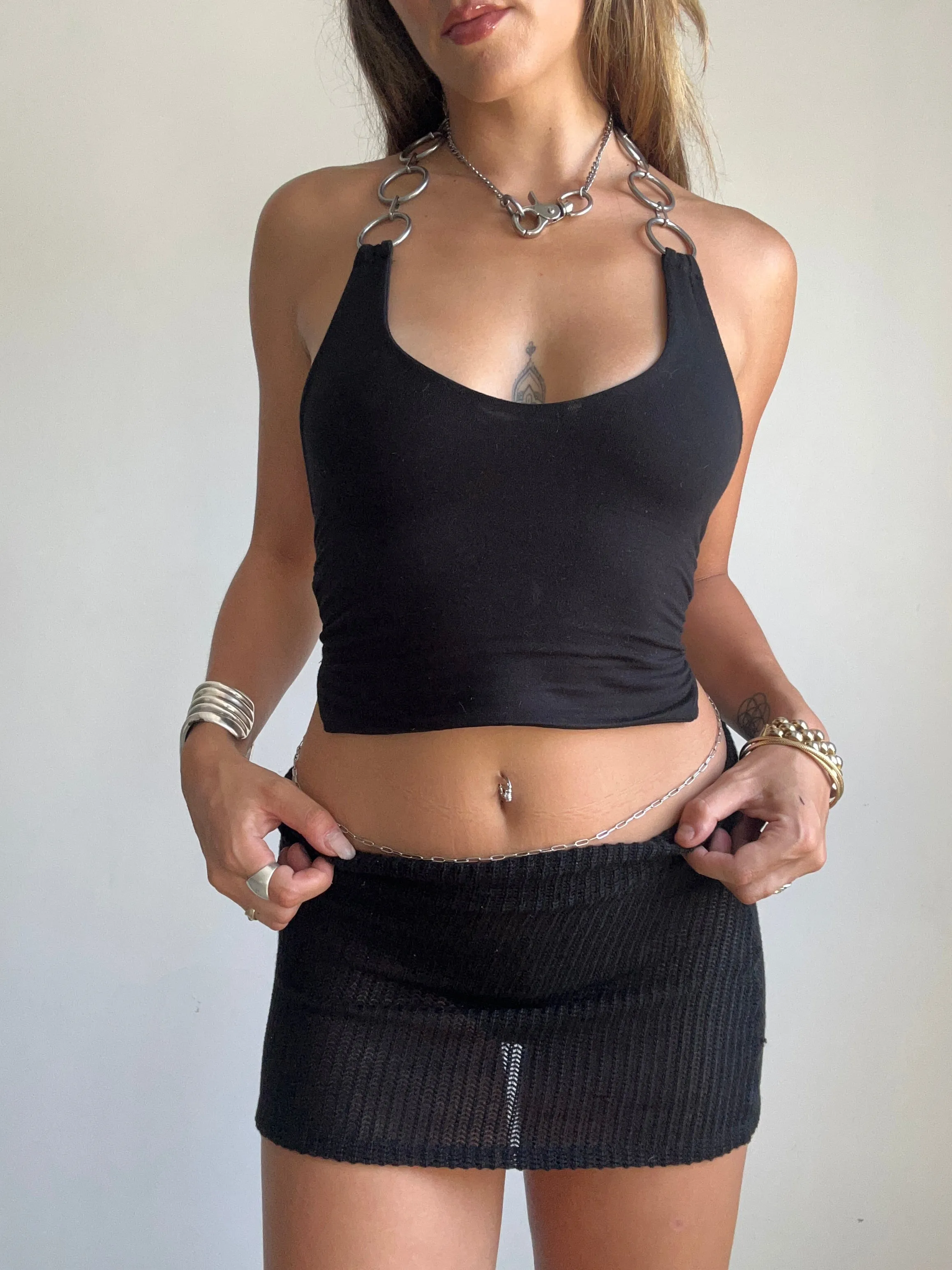 LUSTRE black bamboo o ring halter