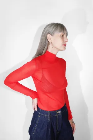 Lyra Sheer Turtleneck in Scarlet