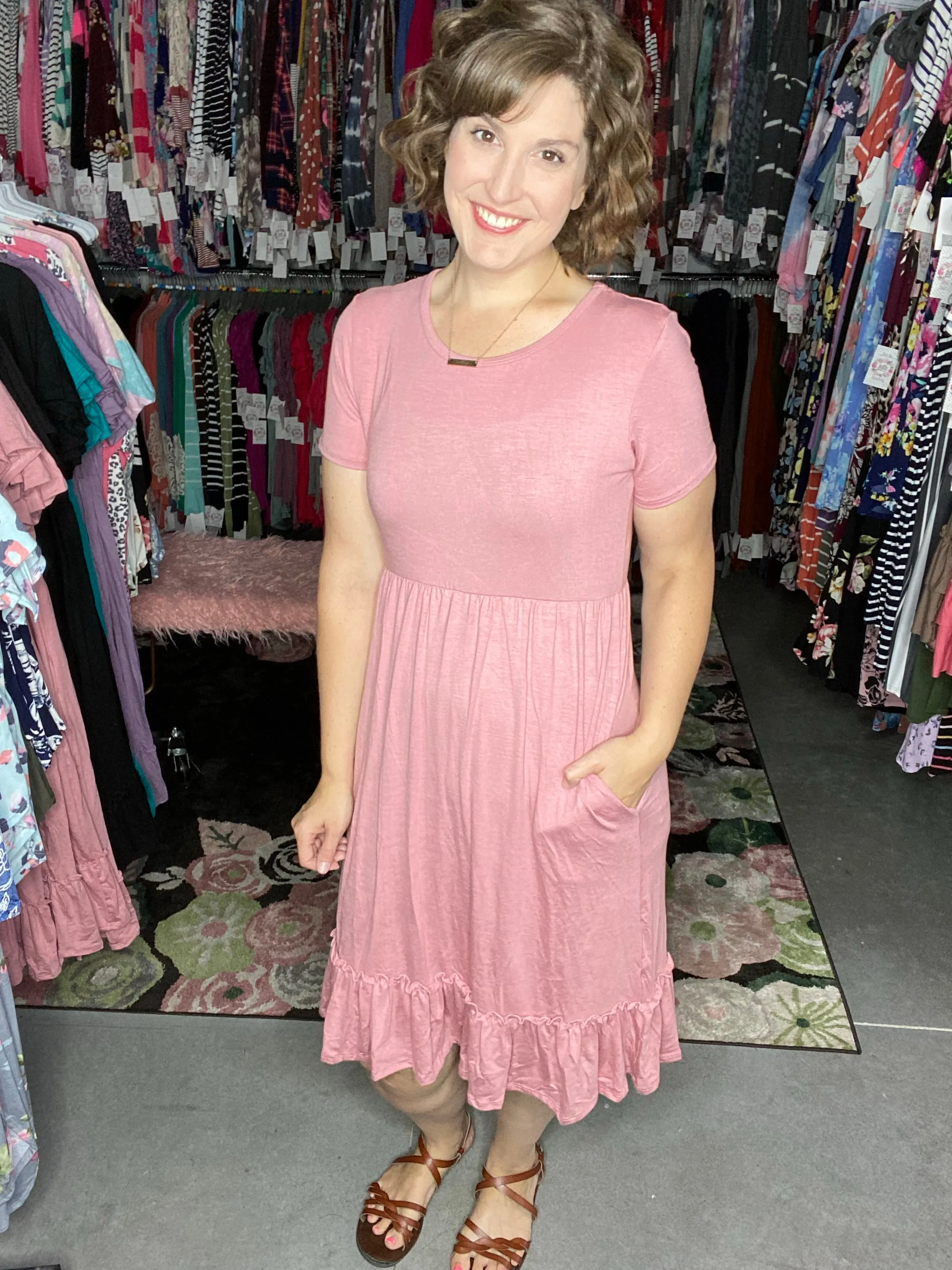 Mae | Short Sleeve Solid Dress