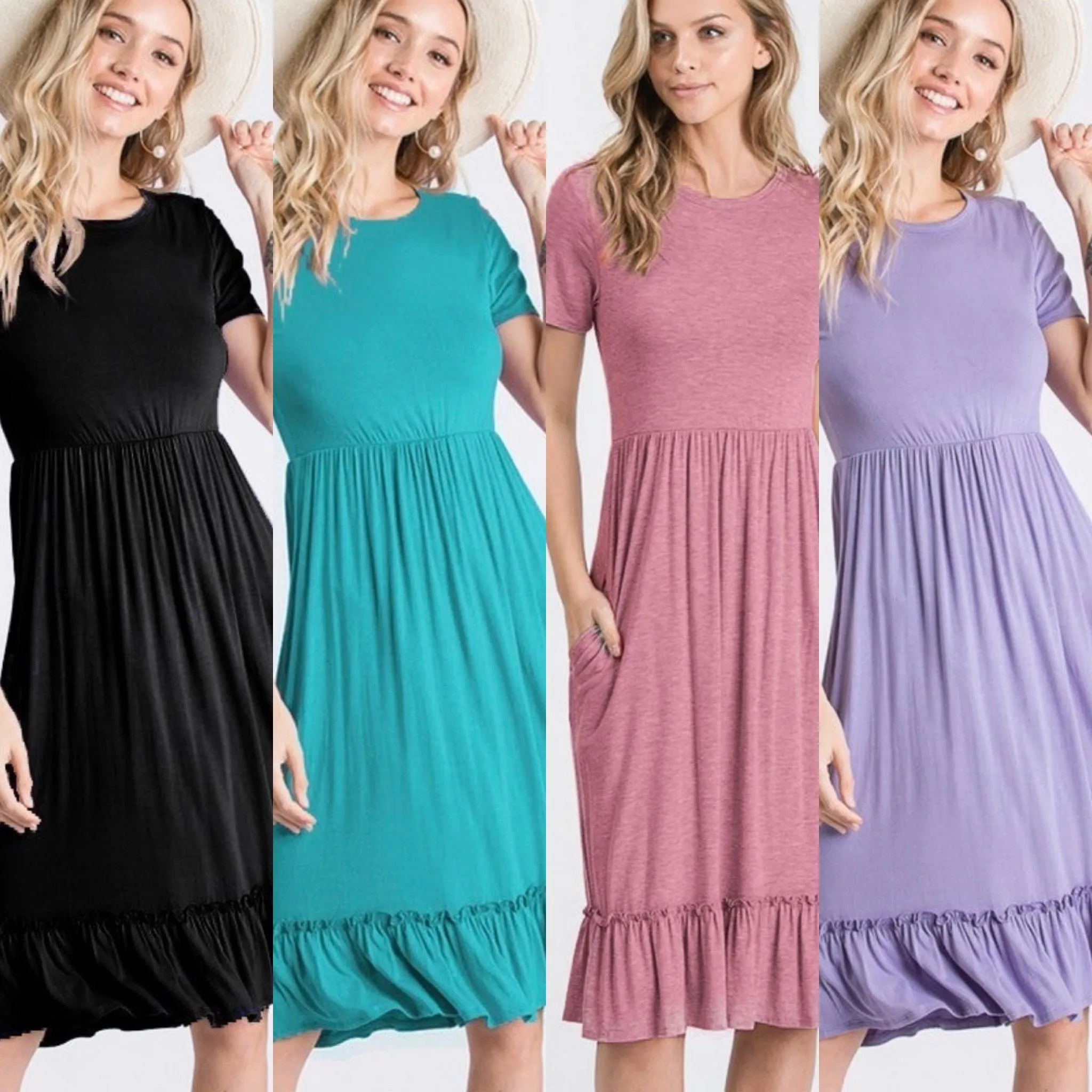 Mae | Short Sleeve Solid Dress