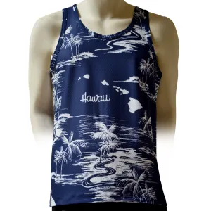 Map 4 Men's Printed Tank Top - Hawaiian All Over Pattern Lightweight Fast-Drying Casual Men Unisex Texture Tank Top