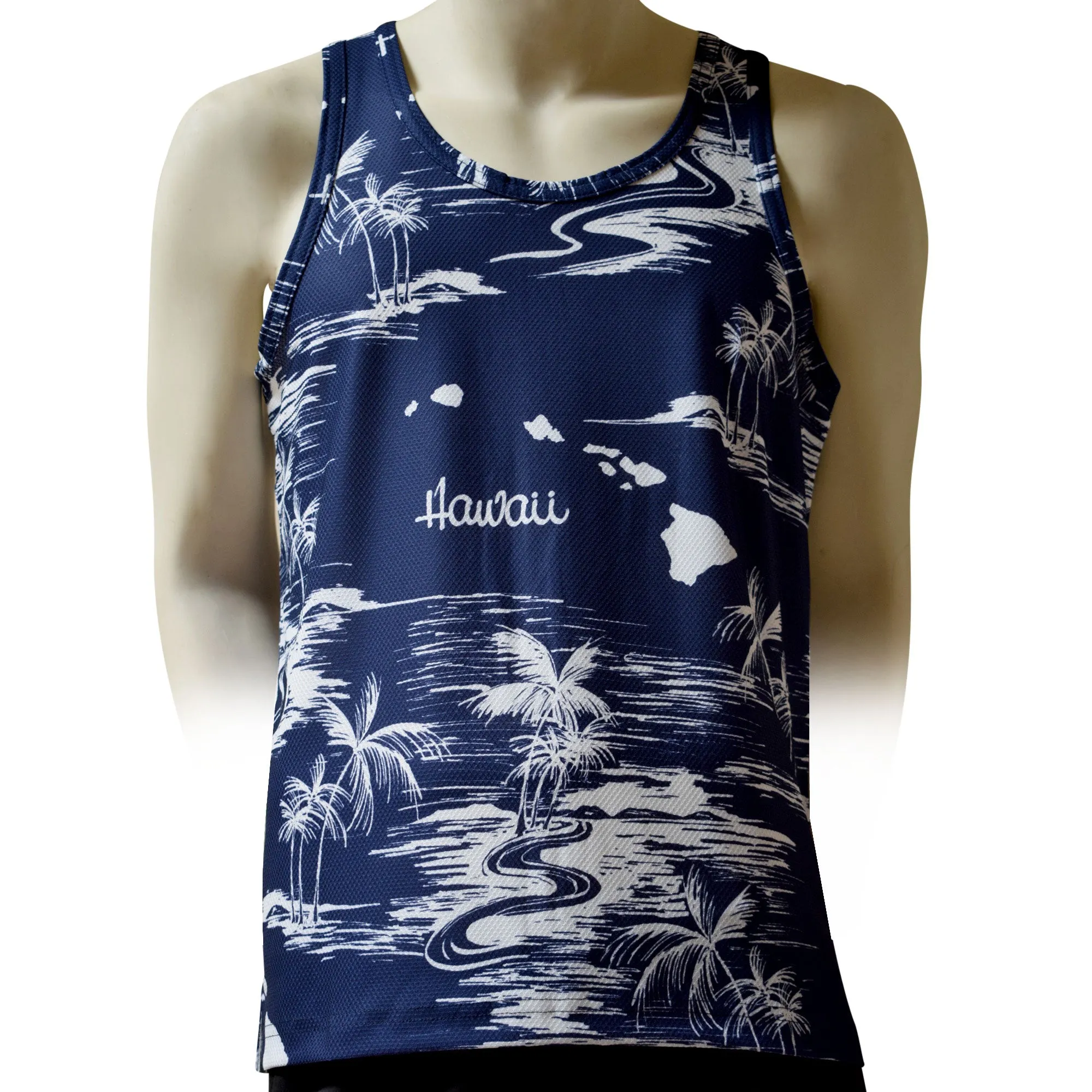 Map 4 Men's Printed Tank Top - Hawaiian All Over Pattern Lightweight Fast-Drying Casual Men Unisex Texture Tank Top